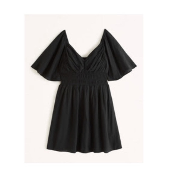 Abercrombie black angel sleeve smocked waist mini dress size medium - Picture 1 of 1